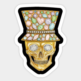 Skull head set with fancy sapphire diamond and gold. Sticker